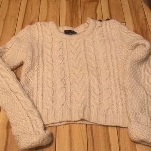 Top Shop cream cropped cable knit sweater